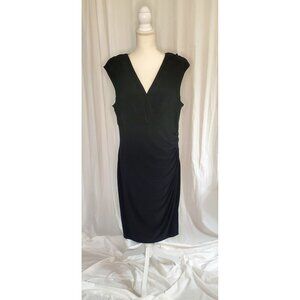 Lauren Ralph Lauren Wrap Rutched Midi Dress Blk Sz 18 Cocktail Dress Whimsgoth